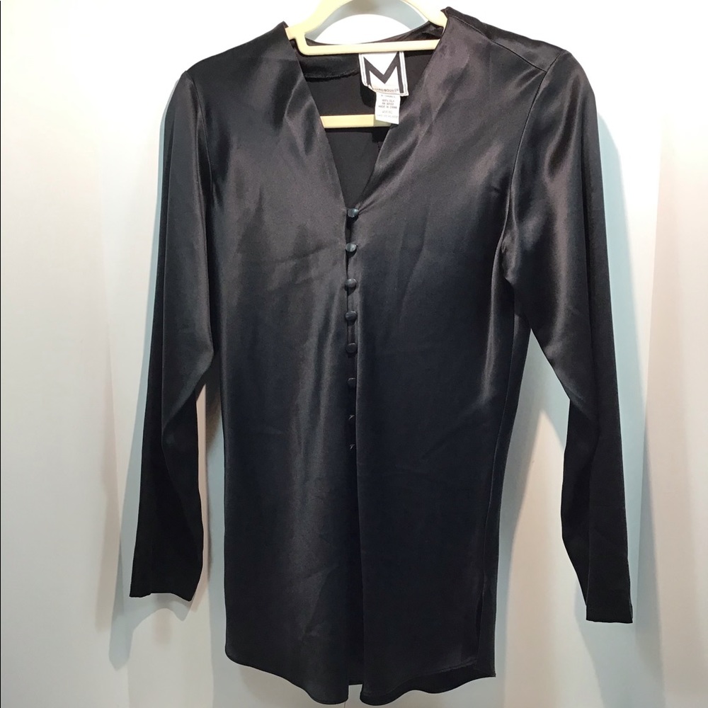 Marc Bouwer Black Satin Blouse